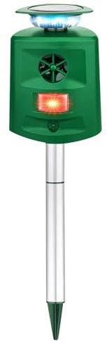 Zyeatary Repellente per Animali Ad Ultrasuoni Solare, da Esterno, Repellente per Animali con Sensore di Movimento e Luci Lampeggianti