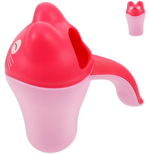 Abaodam Copa De Agua Para Bebés Con Mango Adorable Taza Para Lavado De Cabello Ducha y Enjuague Color Rosa