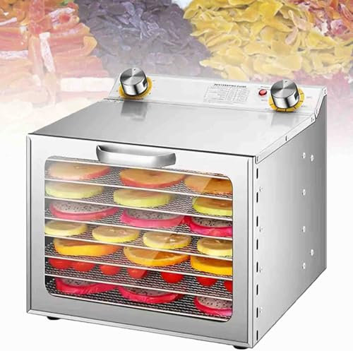 HNBYLMM Essiccatore Alimentare, Disidratatore Alimentare con Temperatura Fino a 30-90℃ e Timer 0-12H, 8/12 Vassoi in Acciaio Inox, Disidratatore per Uso Domestico Commerciale,8Layer