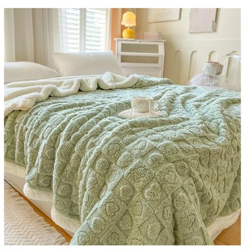 REIFOR Decke Wohndecke Kuscheldecken Fleece-Überwurfdecke, Weiche Decke Mit Herzmuster, Warme, Gemütliche Winterdecken, Plüsch Decke Kuschelig Sofa(Grün,200x230cm)
