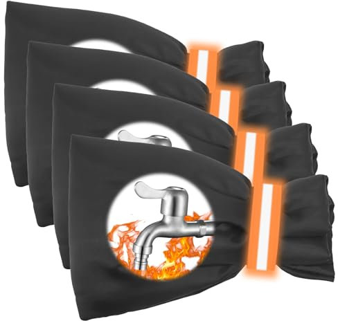 4 Pièces Housse de Robinet Extérieur Couvercle Antigel pour Robinet Housse de Protection de Jardin Imperméable Avec Bande Réfléchissante Protection Contre Le Gel en Hiver Imperméable et Epaisse Noir