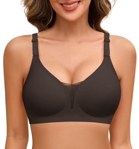 Xnova Reggiseno Senza Ferretto Donna Push Up Minimizer Reggiseni Senza Cuciture Imbottito Comodo Scollo a V Morbido Contenitivo Bralette con Spalline Regolabili, Nero, XL
