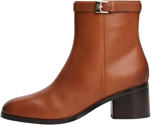 Tommy Hilfiger Women's Mid Heel Buckle Leather Riding Ankle Boots, Brown (Cinnamon Bark), 6