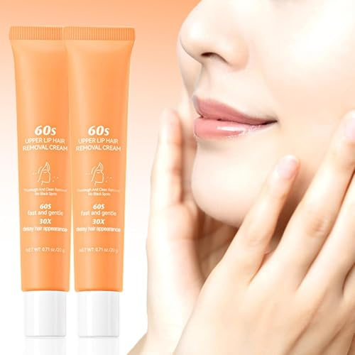 Enthaarungscreme, 20g Gesichtshaarentferner Creme für Frauen, Haarentfernungscrem für Frauen, Haarentfernung Gesicht Damen für Oberlippe, Wangen & Augenbrauen, normale Haut (2 Stück)