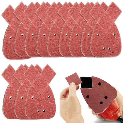 Black and Decker Mouse Sander Pads,60 PCS Sanding Pads Discs Assorted Sandpaper 40/60/ 80/120/180/240 Grits Palm Sheets with Extra 2 Tips for Replacement Fits Black& Decker Detail Electric Hand Sander