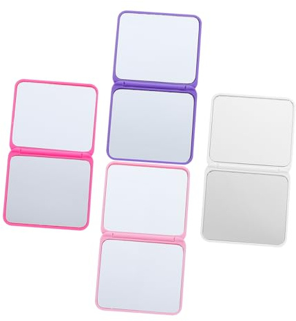 TOPPERFUN Kompakter Schminkspiegel für Damen und Mädchen, 4 Stück, Faltbar | Beidseitige Glasflächen mit Hoher Auflösung, Pp Gehäuse, für Handtasche, Reisen und Verabredungen
