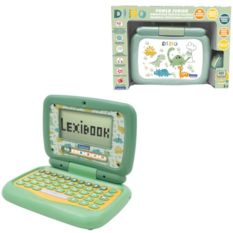 Lexibook, Computer Portatile educativo bilingue INGLEI/Francese Dinosauro, 40 attività educative, JC398DINOi1