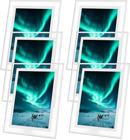 JEUIHAU 7x5 Glass Photo Frames Set of 6, Clear Mirrored Picture Frame 5 by 7 for Tabletop Display Horizontally, Posters, Drawings and Home Decoration