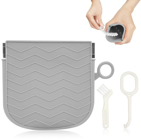 AOOWU Caja Ortodoncia, Caja de Retención Dental de Silicona con Agujeros de Ventilación, Ultrafino y Portátil Viajes Caja de Baño de Dientes Falsos para Hombres, Mujeres y Niños, Gris