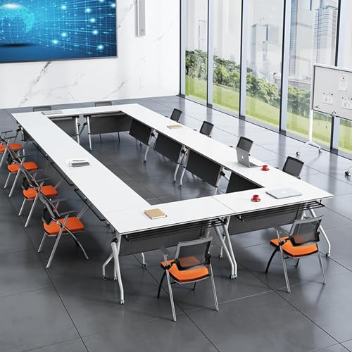 Meedlopia Klappbarer Konferenztisch, mobiler Schulungstisch mit Rädern, moderner mobiler Klapptisch mit Klappplatte, für das Klassenzimmer im Büro zu Hause, 8 Stück, 47,2 Zoll