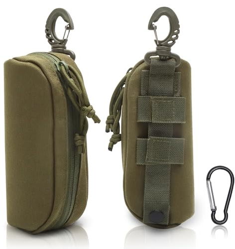 KQDRAVINE Taktiskt glasögonfodral med hårt skal, nylon, reptåligt, vattenavvisande, med bärkrok, militärgrön
