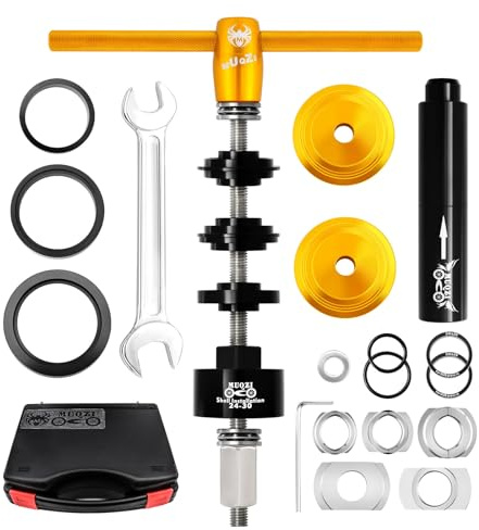 NEWFUN Einpresswerkzeug Fahrrad, Tretlager Werkzeug, Fahrrad Werkzeugkoffer, Professionelles Fahrrad-Einpresswerkzeug für die Montage und Demontage von BB86/30/92/PF30 Innenlagern (golden)