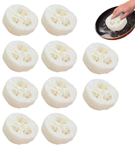 Naturlig loofah-skiva – ekologisk luffasvamp, naturlig -skärningssats, biologiskt nedbrytbar | Tio delar loofahs kollektion idealisk för handgjorda tvålskrubbning och