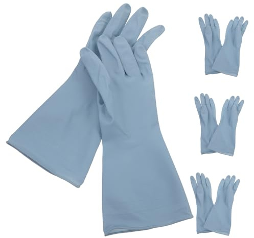DOITOOL 4 pairs PVC Dishwashing Gloves Non-slip Lightweight Washing Gloves for Dishes Bowls Pots and Laundry Blue Household Cleaning Protection
