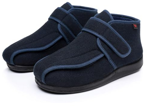Pantoufles Chaudes pour Diabétiques Femme Homme Hiver Extra Large Pour Pieds Gonflés Enflés Chaussures Chaussons (Bleu, L, Adulte, 42, Numérique, Système Taille Chaussures EU, Très large)