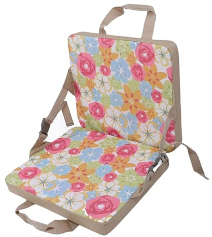 Oreilet Asiento Estadio con Respaldo, Cojín Asiento Tela Oxford Plegable Ajustable con Respaldo para Acampar, Pescar, Silla Césped Al Aire Libre, Conciertos Blanqueador, Portátil (Flor)