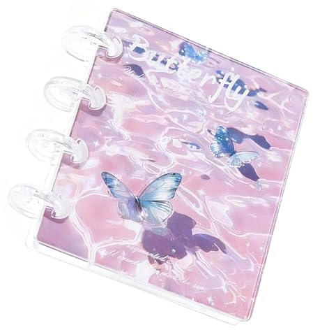 Dekalpärm - Transparent förvaringsalbum av PP-akryl | 20 sidors klar organisatör 9,5 x 11 cm med fjärilsmönster | Håller klistermärken, kort och foton snyggt sorterade för daglig användning