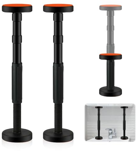 XHYASD 2 Pièces Tiges de Support Télescopiques, Hauteur Réglable 18-45 cm, Support de Montage avec Capacité de 200 kg, Pied de Levage pour Placard, Évier et Meuble