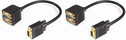 PremiumCord Adattatore VGA Maschio a 2 X VGA Femmina, Splitter per più dispositivi, Colore Nero