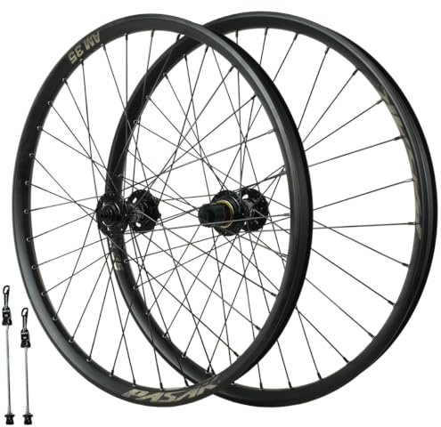 QUYCOIU 26/27,5/29 Hjulpar Mountainbike Fälgbredd 35Mm Nav Med Snabbkoppling 32 Hål 9×100/10×135Mm 2 Lager Fram 4 Lager Bak Hjul Skivbromsar För Kassetter Med 7/8/9/10/11/12 Växlar(Schwarz,27.5in)