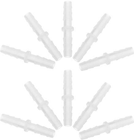 FELTECHELECTR 10pcs Double-Ended Barbed Tube Coupler Plastic Hose Repair Connector for Hose and Washing Machine Inlet Pipe, Versatile Compatibility with Pneumatic Air Tube and Indoor Irrigation