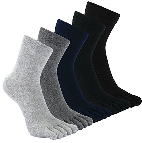 Teenloveme Uomo Calze Corte con Dita Separato, Classici Calzini Sportivi in Cotone Uomo, 5 Paia