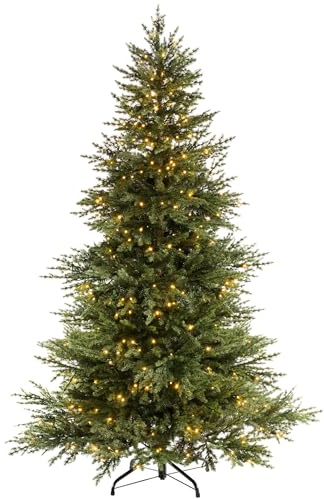 WeRChristmas Pre-lit Traditional Fir Multi-Function Christmas Tree, 350 Chasing Warm LED, Colour, 6 feet/1.8m