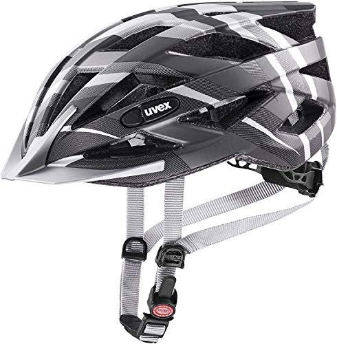uvex air Wing cc - Leichter Allround-Helm für Damen und Herren - individuelle Größenanpassung - erweiterbar mit LED-Licht - Black - Silver matt - 52-57 cm