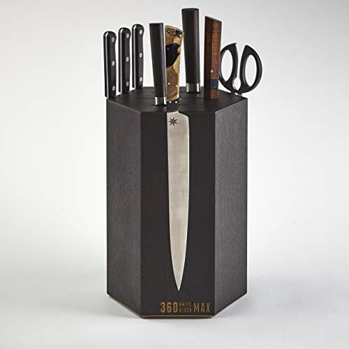 360KnifeBlock® MAX (black) ROTATING Magnetic Knife Block - MAX 12 tall with an array top slots SeriousEats/Food&Wine/ATK BEST Universal Knife Block - handmade in Washington