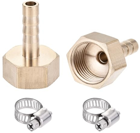 sourcing map Lot de 2 adaptateurs de tuyau Barb en laiton - 6 mm - Barbed x G1/2 - Tube intérieur avec collier de serrage de 6 à 12 mm