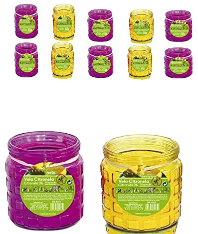 (PLUS HOME) Vela perfumada de citronela hechas con cera de 97% parafina y 3% citronela- Vasos de velas grandes antimosquitos para exterior o interior - Velas aromaticas para regalo disponible