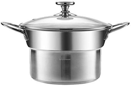 REJOON Edelstahl-Dampfgarer Hochwertiges, strapazierfähiges Edelstahl-Dampfgarer-Set mit 2-Liter-Dampfeinsatz und belüftetem Glas