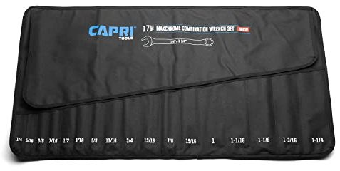 Capri Tools Wrench Roll Up Pouch, SAE, 17 Pockets, Black
