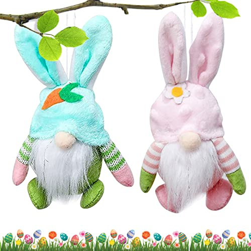 Ostern Deko Wichtel, 2 Stück Plüsch Osterhasen Zwerg Ostern Anhänger, Frühlingsdeko, Osterhasen Puppen, Wichtel für Osterdekoration Osterhase Wichtel Dekor Oster Party ​​Geschenke Aufhängen Deko