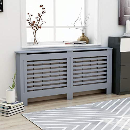 FIRBNUS 172x19x81.5 cm HeizköRperverkleidung HeizköRper Heizungsverkleidung HeizköRperabdeckung LamellentüR Heizungsrohr Verkleidung Anthrazit