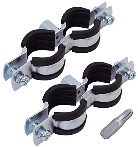 SKIR'CO (2 Stück) Doppelrohrhalter mit Gummiauskleidung für 20-24mm Rohre, Rohrschellen, Rohrstützen für Wand- und Deckenmontage