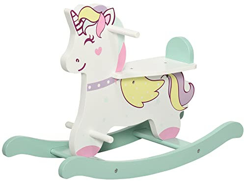 AIYAPLAY Licorne à Bascule Cheval à Bascule pour Enfants de 1 à 3 Ans avec poignées Repose-Pied butées