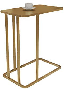 Nachttische C-förmiger Metall-Couchtisch, einlagiger Multifunktions-Snack-Tisch für Zuhause, Schlafzimmer, Sofa, seitlicher Ecktisch, Goldener Korbtisch (Farbe: Gold, Größe: 50 x 30 x 58 cm)