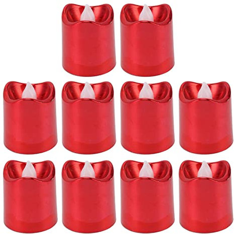 JUOPZKENN 12PCS Red LED Candle Light, Flameless Candles, Red Tea Lights Battery Operated, LED Candle Lamp, Flickering Flameless Tealights for Home Date Party Christmas Decorations