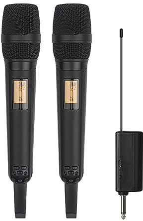 Knadgbft Microfono senza fili dinamico UHF Home Studio Registrazione professionale DJ Speaker Conferenza Mic Fit Per Computer Audio Nero