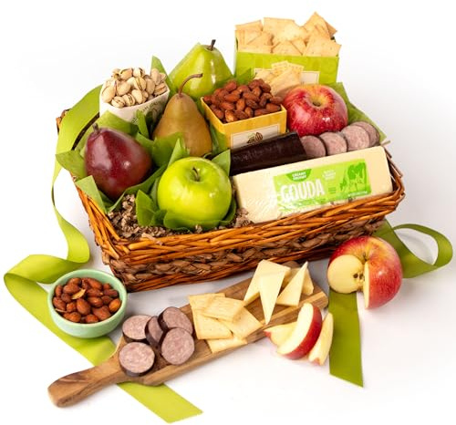 Fruit, Cheese & Meat Classic Gift Basket by Fruitfully For Father's Day, Birthday, Thank You, Sympathy