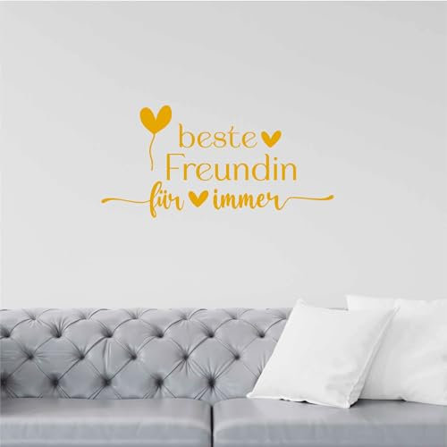 Indigos UG - Wandtattoo Wohnzimmer - Wandaufkleber beste Freundin für immer - 60x29 cm - Signalgelb - Aufkleber Kinderzimmer Schlafzimmer Küche Badezimmer Büro Dekoration