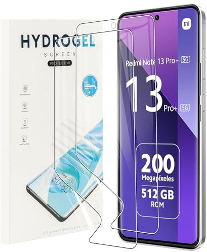 MEMELOKA 2 Piezas Protector de Pantalla para Xiaomi Redmi Note 13 Pro+/Note 13 Pro Plus 5G, TPU Película de Hidrogel Flexible, Alta Definición y Alta Sensibilidad con 3D Cobertura Completa