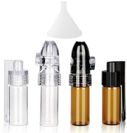 Fleymu 4 Pièces Bouteilles à Épices en Poudre avec Cuillère, Mini Bouteille en Verre, Petite Bouteille de Rangement avec Mini Entonnoir, Boîte à en Verre Anti-fuite(51 mm)