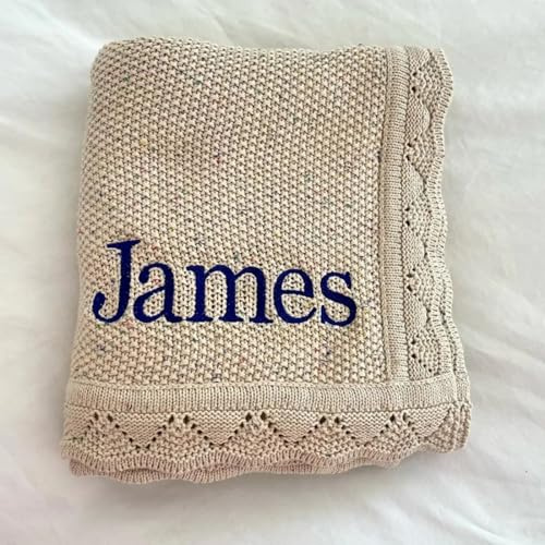 Personalisierte Babydecke Mit Namen,personalisierte Strickdecke Baby,baby Personalisierte Geschenke,decke Mit Namen Baby (Khaki,Embroidered name)