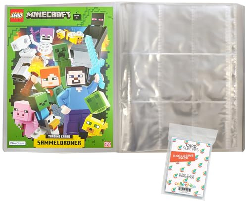 Bundle mit LEGO Minecraft Serie 1 Trading Cards - 1 Leere Sammelmappe + Exklusive Collect-it Hüllen