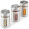 Metaltex Set di 3 barattoli per spezie, 100 ml, in acciaio inox, vetro