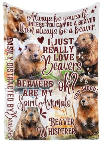 Huglanket Beaver Gifts, Beaver Blanket for Women, Girls, Beaver Lovers, Canadians, Throw Blanket 50x65 Inche