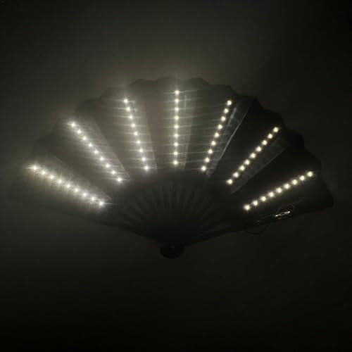 Nuyhgtr Faltbarer Ventilator für Festivals, faltbarer LED-Handventilator, tragbares -Zubehör, Mehrzweck-Faltventilator für Auftritte, Bauchtanz