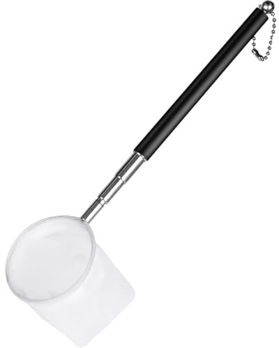 LICQIC Aquarium Shrimp Net, Small Telescopic Fish Net, Round Pond Net for Fish Tanks & Small Ponds, 18-55 cm